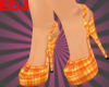 EDJ Orange Plaid Heels