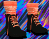Black boots Orange Socks