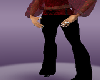 Black pants/red belt