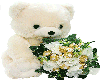 a bear with flowers