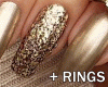 Gold Nails + Rings