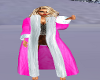 pink fur coat.