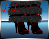Black Fur Boots Red