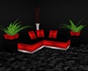 black/ red corner sofa
