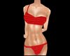 wet red pleated bikinis