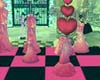 Pink and Black Chess Set