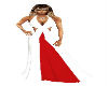 white&red halter gown