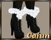 WhiteFur Trim Black Boot