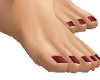 Bare Flat Feet Red Nails