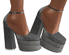 Grey Block Heels