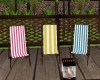  3 STRIPED DECK CHAIRS