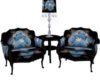 Antique Blue Rose Chairs