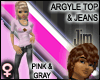 Argyle Jeans- Pink Gray