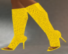 (a)yellow fishnet boots