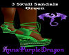 3 Skull Sandals-Green