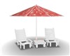 CORAL/ WHITE DECK CHAIRS