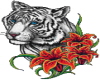 White tiger with flowers