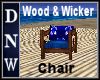 Blue Wood & Wicker Chair