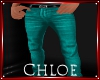 Teal Fur Jeans