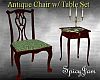 Antq Chair w/Table Green