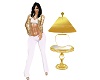 GOLD&WHITE TABLE & LAMP