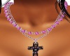pink ice cross necklace