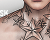 SK. Stars neck tattoo