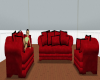 red suede 3 piece sofa