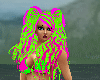 pink & green rave hair F