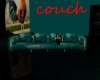 Rowdy Rooster teal sofa