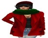 RED COAT/GREEN SCARF