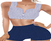 Blue Shorts, Striped Top