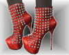 Red Rivets Ankle Boots