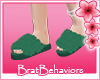 B | Green Fur Slippers