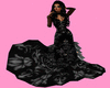 C)PF Black Romantic gown