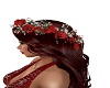 Red roses hair flowers