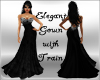 Elegant Gown w/Train Blk