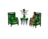green butterflie chairs
