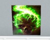 green scull flames