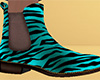 Teal Tiger Stripe Chelsea Boots (M)