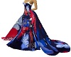 blue red flower gown