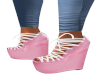Pink Wedges Lace Up