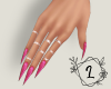 L. Hot pink nails