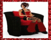 black/red single couch