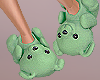 (S) Green Teddy Slippers