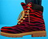 Red Tiger Stripe Work Boots (F)
