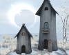 snowy forest cabins