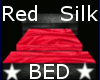 red silk bed with black