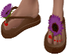 brown flip flops /purple