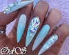 ! Long Blue Nails +Rings